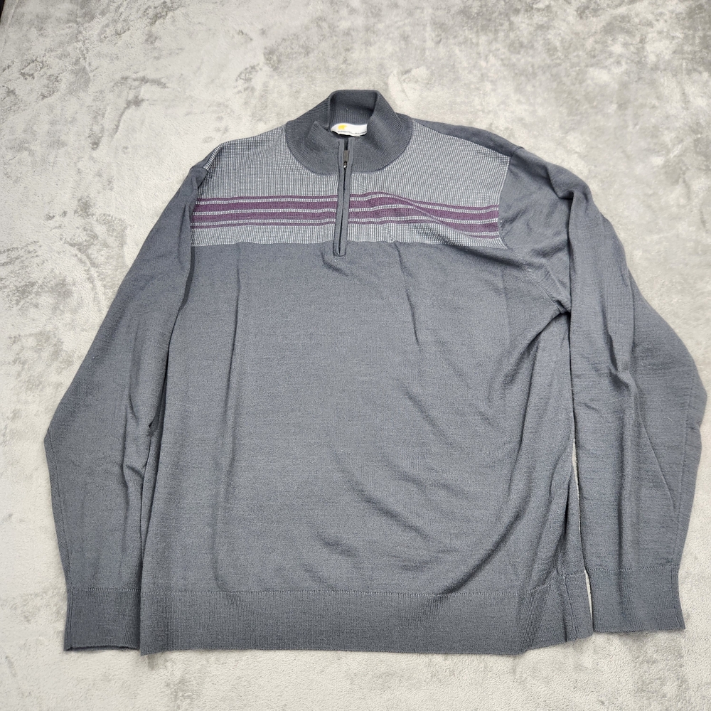 Nicklaus Gray and Purple Zip Up Sweater with Sporty Design